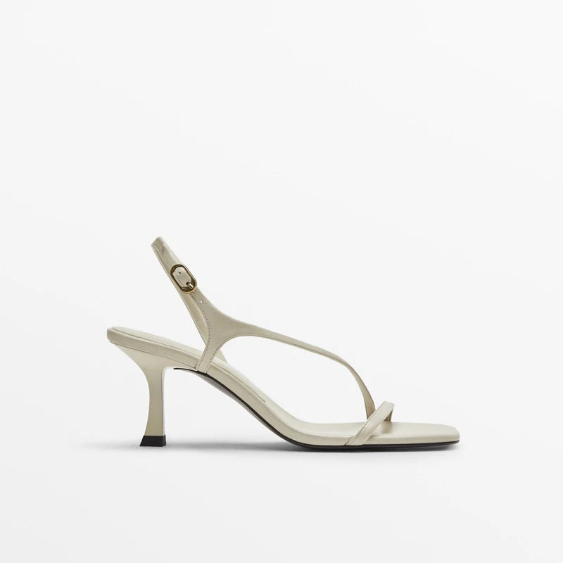 Cowhide Low Heel Sandals For Women With Buckle & Minimalist Pretty Versatile Comfortable Durable Daily Commuter Shoes For Summer
