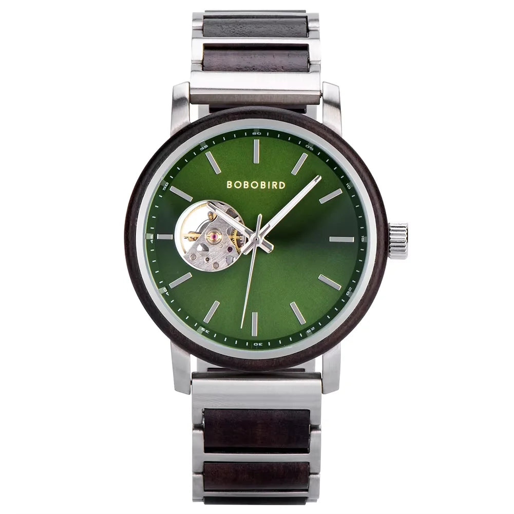 Mechanical Watch BOBO BIRD 2022 Classic Fashion Men's Automatic Wristwatch Tabby Wood Watches Customized Gift Box reloj hombre