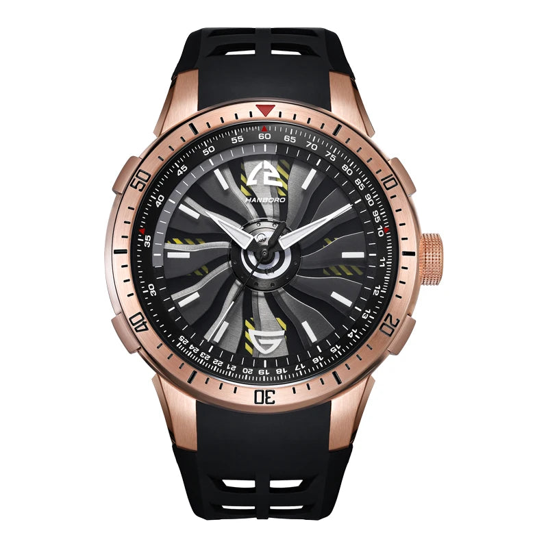 HANBOROMen's hollowed out flywheel mechanical watch, fully automatic personalized luminous waterproof watch