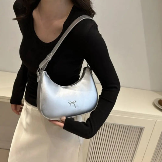 Trendy New Design Bowknot Armpit Bag Solid Color Korean Bowknot Underarm Bag Luxury PU Leather Y2K Handbag Girls
