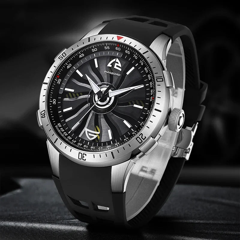 HANBOROMen's hollowed out flywheel mechanical watch, fully automatic personalized luminous waterproof watch