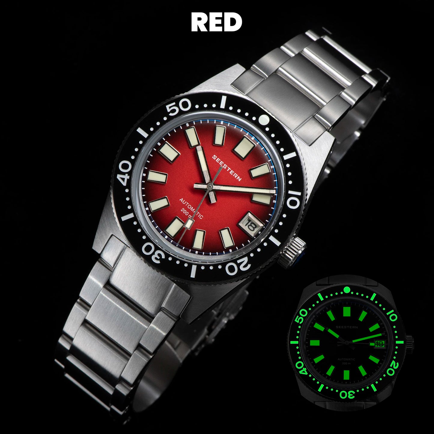 SEESTERN Diving Watch 62MAS Automatic Mechanical Men of Wrist Watches Japan NH35 Movement Sapphire Glass Bracelet Luminous Bezel