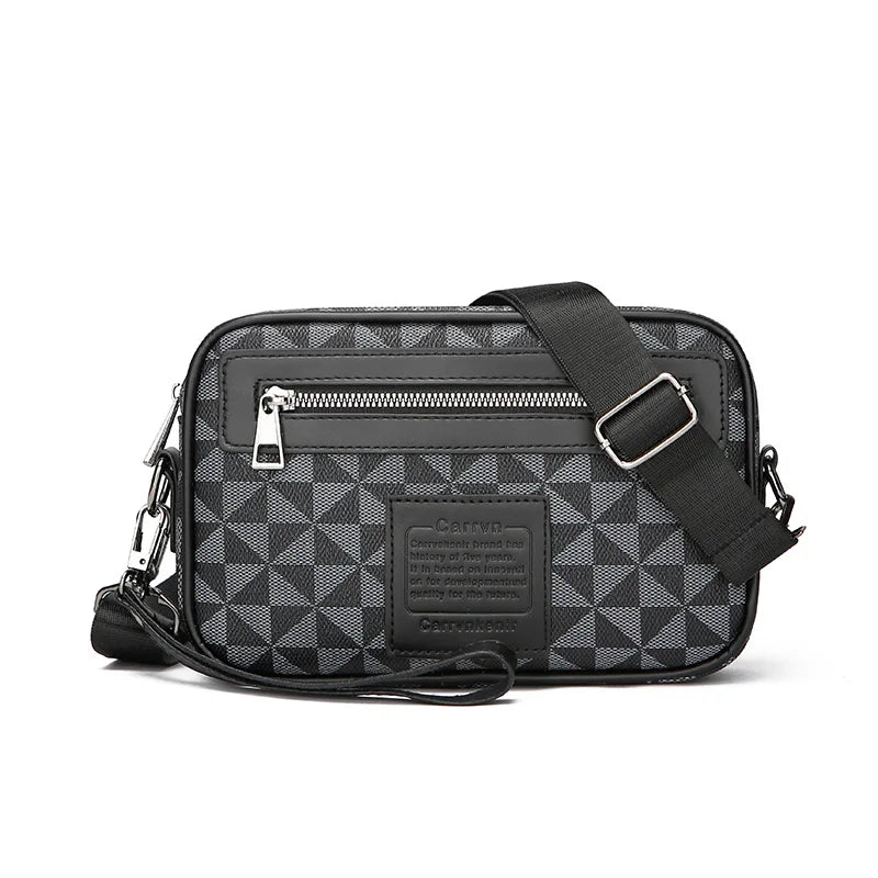 Casual Business Shoulder Bag Men PU Leather Messenger Bag Wide Strap Crossbody Bags Square Clutch Bag Designer Male Sling Bags