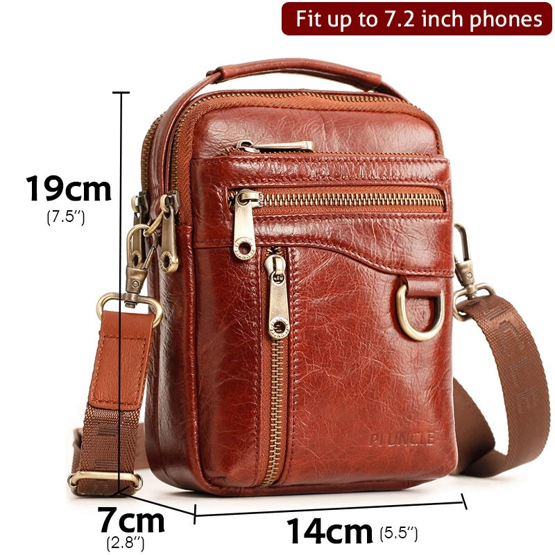 Genuine Leather Men Shoulder Crossbody Bags Casual Waist Pack Handbags For Male Messenger Tote Flap Sling Purse Clutch JYY1057