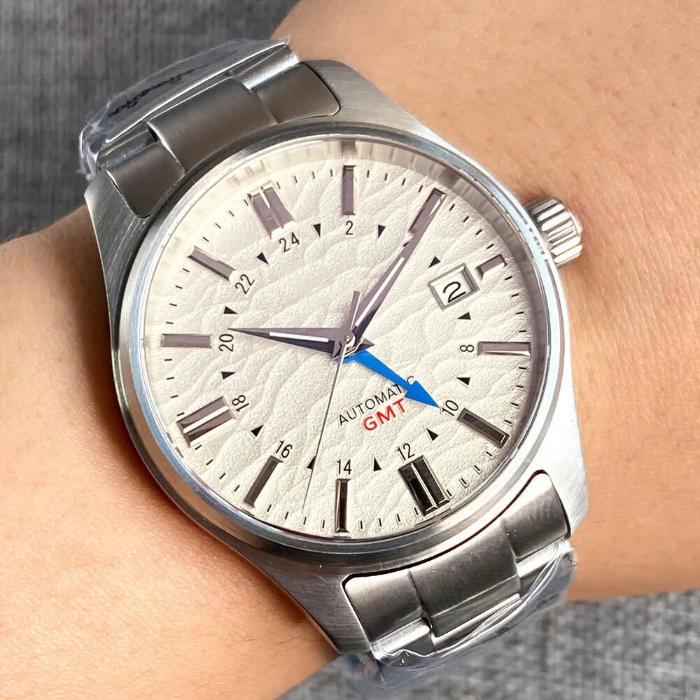 Tandorio Japan NH34 Automatic Mechanical Watch for Men Diver GMT Movement 200M Waterproof 39mm Sapphire Crystal Leather Band