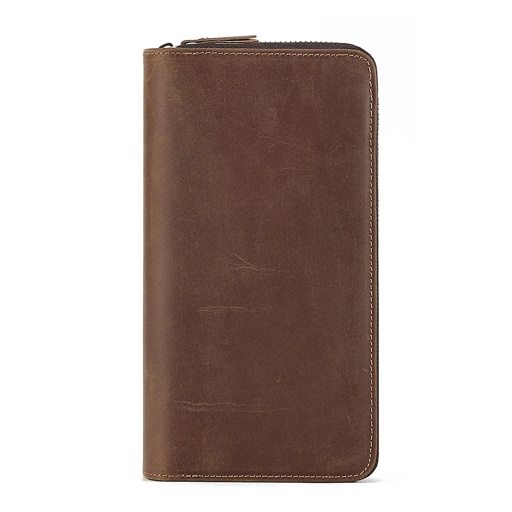 JOYIR Genuine Leather Men's Clutch Bag RFID Wallet Large Capacity Business Long Wallet with Hand Strap Male Purses Money Bag