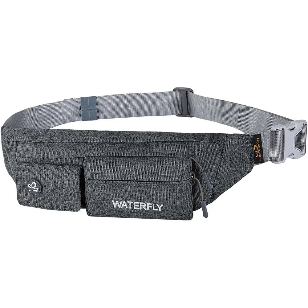 WATERFLY Fanny Pack For Women Men Small Waist Pouch Slim Belt Bag with 4 Pockets For Walking Lightweight Crossbody Chest Bag