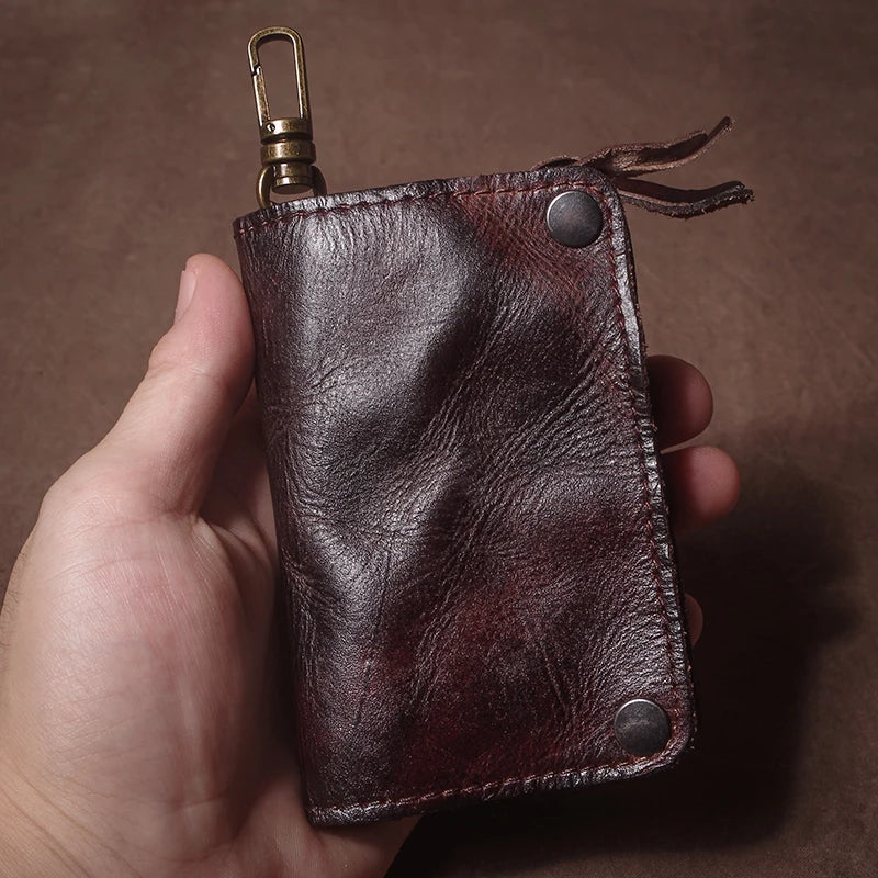 GURO Luxury Brand Genuine Leather Key Bag Multifunctional Waist Hanging Card Holder Coin Purse Men Women Car Key Case Organizer