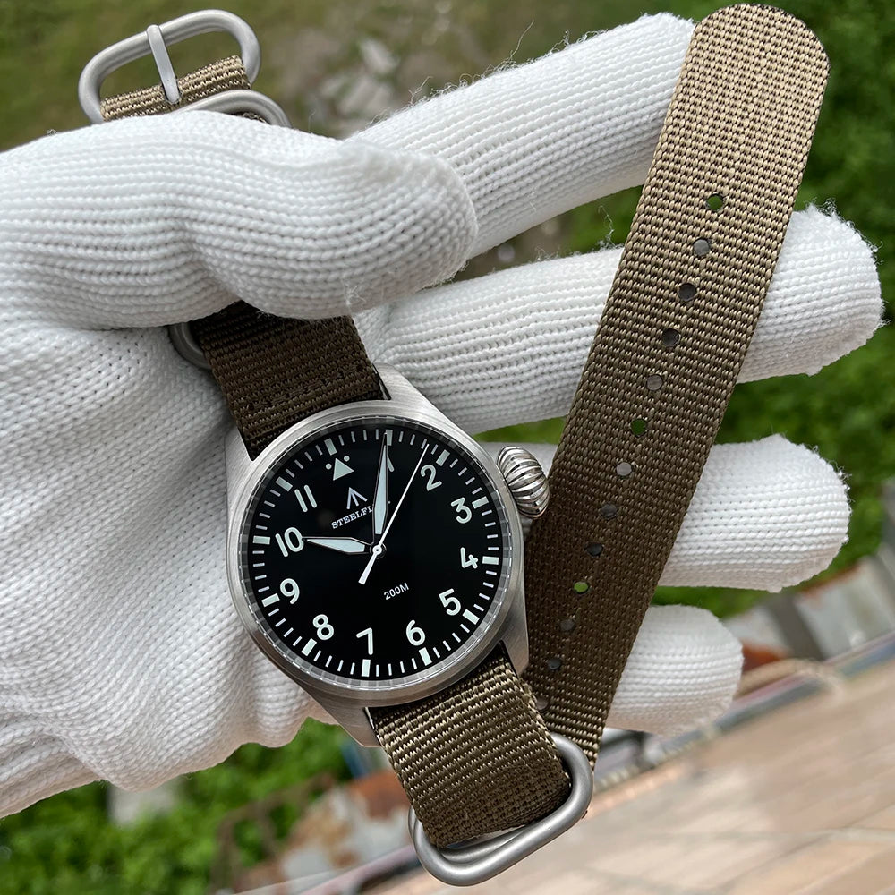 STEELFLIER Official SF743 Quartz Pilot Big Onion Crown Swiss Luminous VH31 20Bar Waterproof Sapphire Crystal Luxury Dive Watch