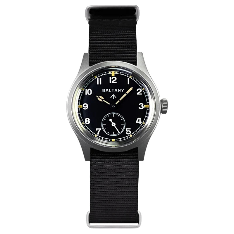 Baltany Retro Automatic Watch Men S2025 Fabric Strap St1701 Classic Subsecond Hand Luminous 36mm Mechanical Vintage Watch