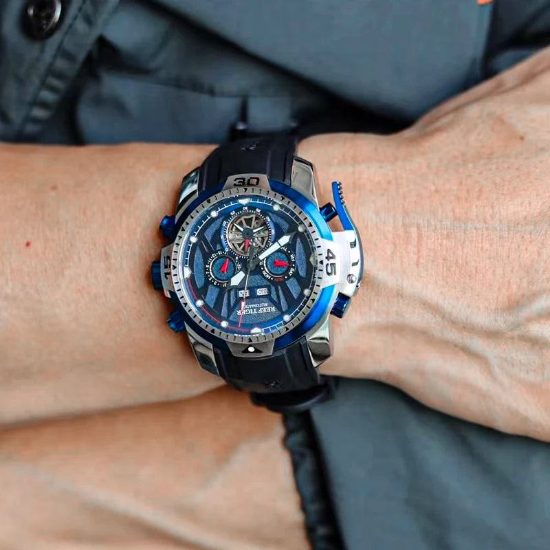 Reef Tiger/RT Orange Sport Watch Men Waterproof Luminous Perpetual Calendar Automatic Mechanical Watches Clock New RGA3532
