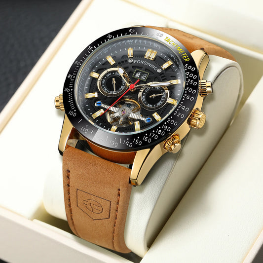 2025 FORSINING Chronograph Multifunctional Calendar Tourbillon Automatic Movement Big Man Watch Mechanical High-end luxury Clock