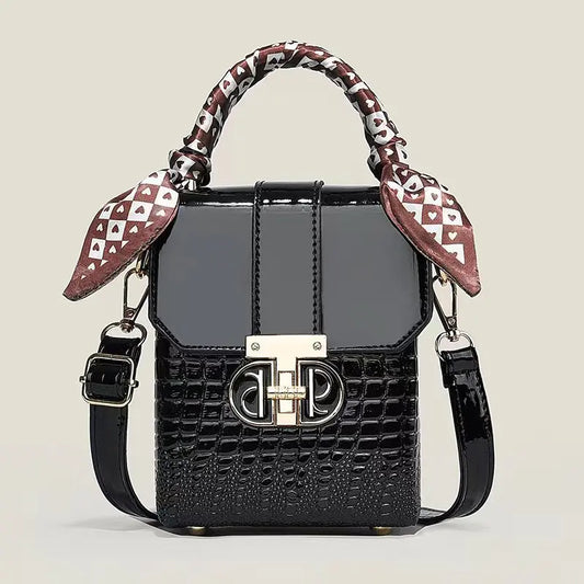 Luxury Women's Bag Fashion Crocodile Pattern Shoulder Bag For Women Mobile Phone Bag Wallet Small Handbag Wallet With Ribbon
