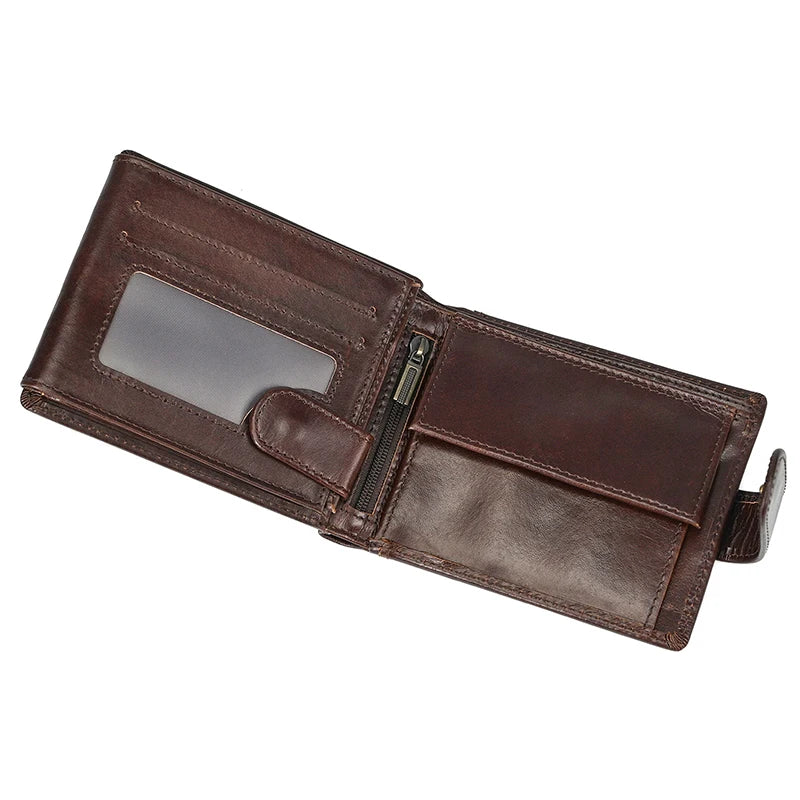 Fashion Men's Short Wallet Genuine Leather Handmade Leather Short Purse For Man Male Cowhide Small Purse For Men Card Holder