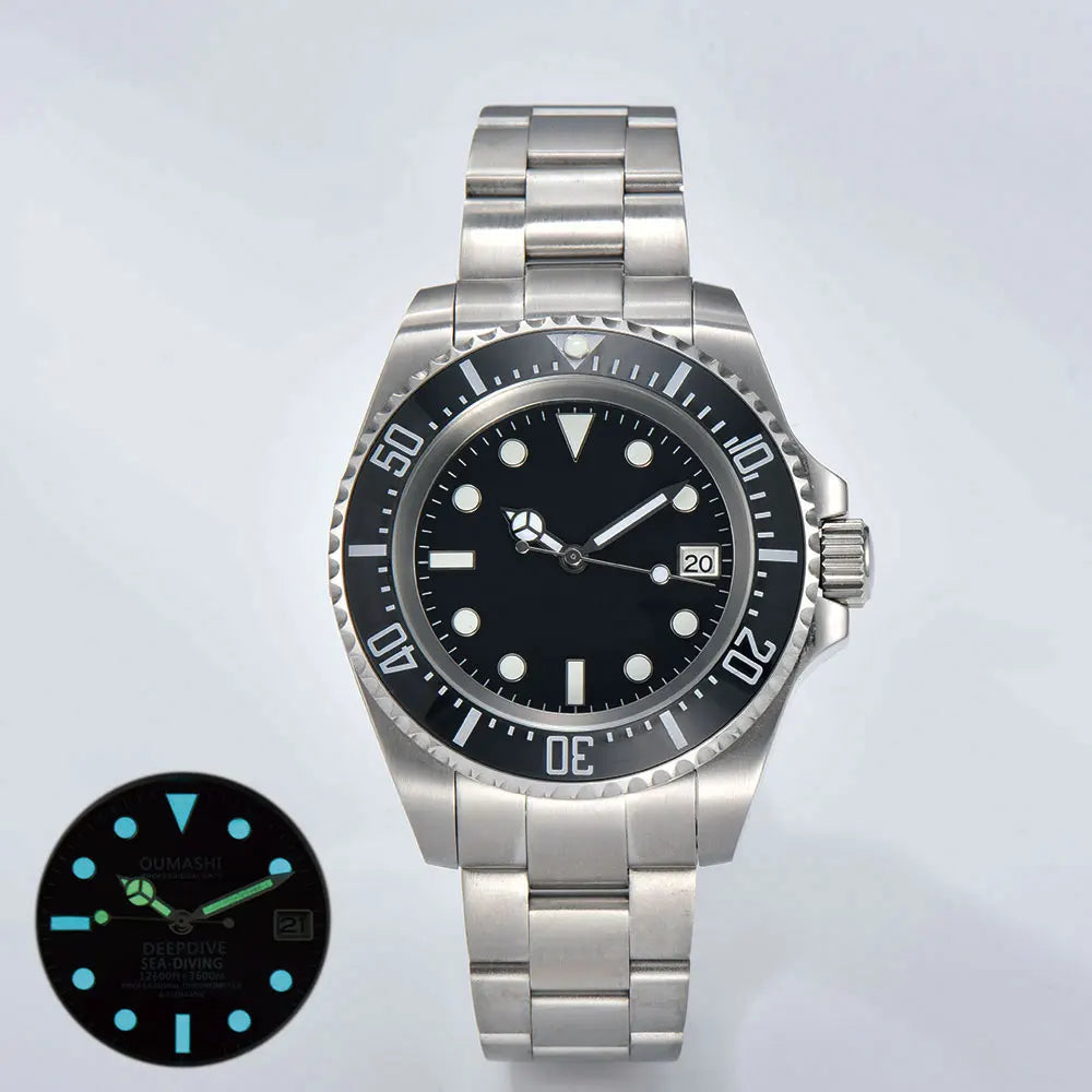 44mm men's watch NH35 movement automatic mechanical watch sapphire glass business deep-sea watch stainless steel strap