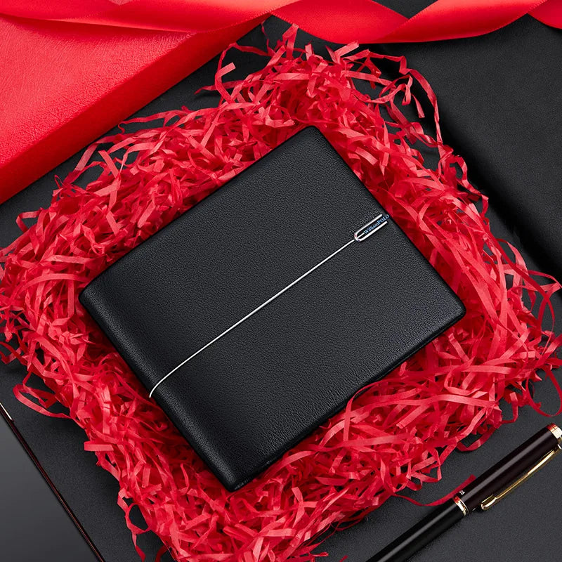 Fashionable leather wallet, men's short card holder, high-end personalized card bag