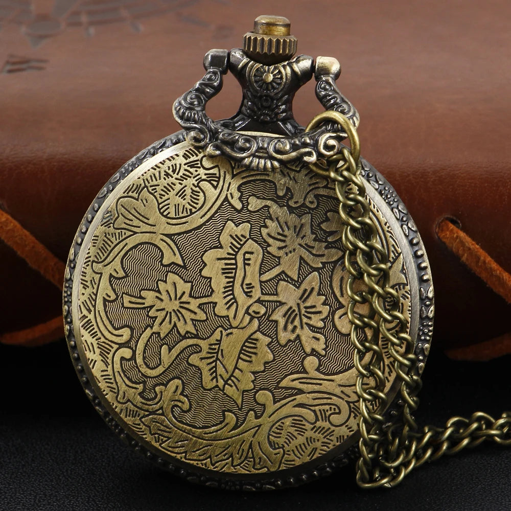 Magic Star Hollow Men's and Women's Digital Quartz Pocket Watch Retro Fashion Necklace Pendant Student Festival Gift