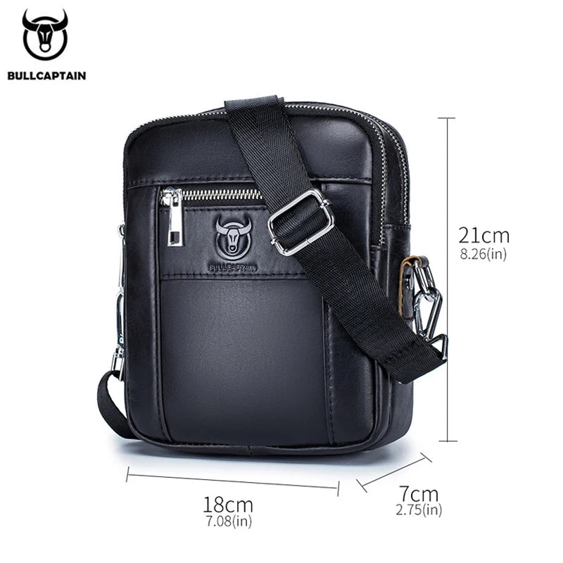 BULLCAPTAIN Casual Men's Bags Leather Shoulder Bag Business Men's Satchel Compact Mini Messenger Bages Men 09