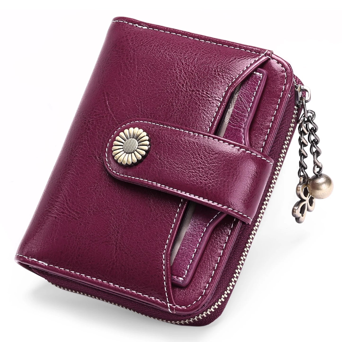 High Quality Women's Genuine Leather Wallet Female RFID Anti Theft Card Holder Coin Purse Wallets for Women Clutch Bag