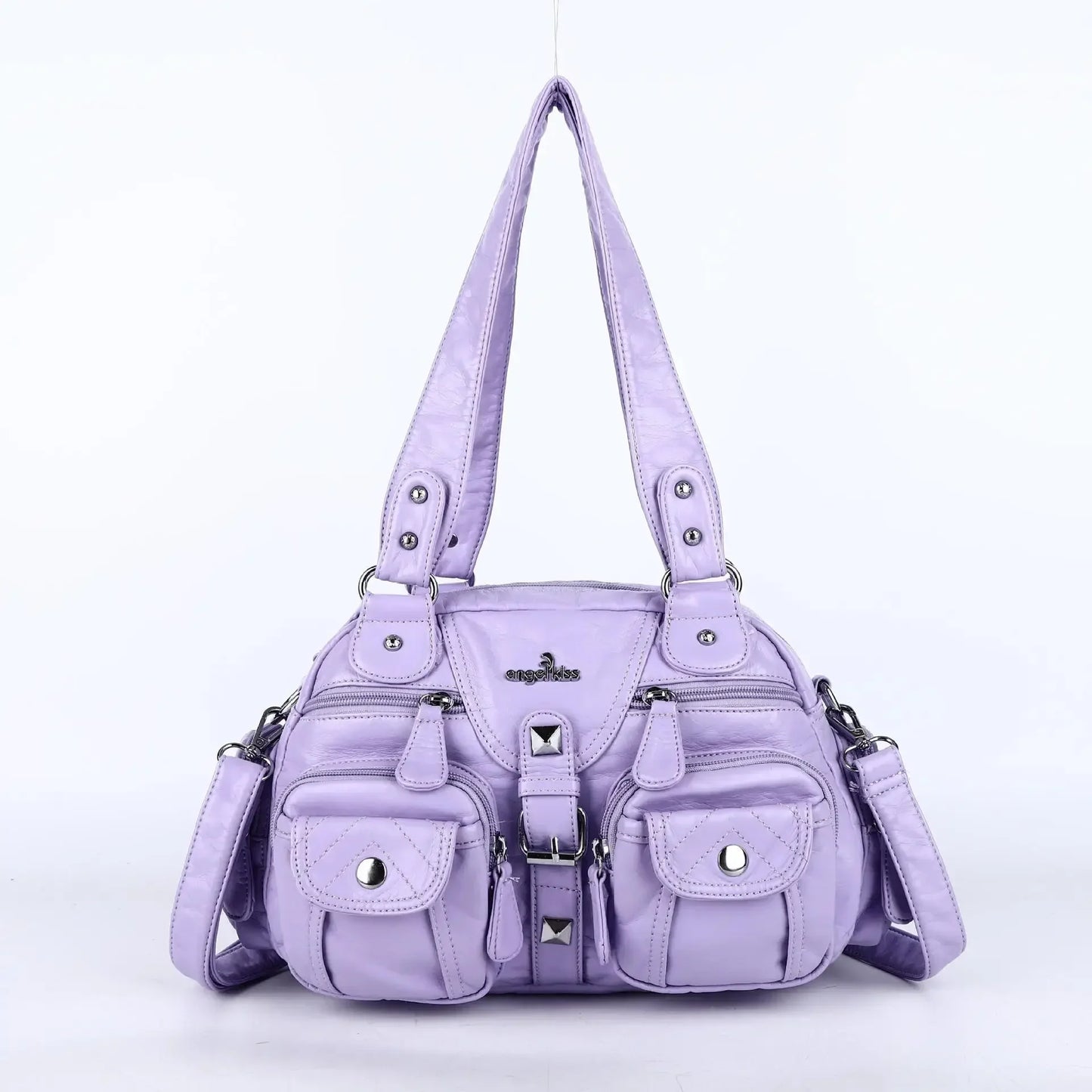 Ladies Handbags Vintage Fashion Tote Bag Women Punk Biker Satchel Top-handle Shoulder Crossbody Bag Multi-pockets Dumpling Pack