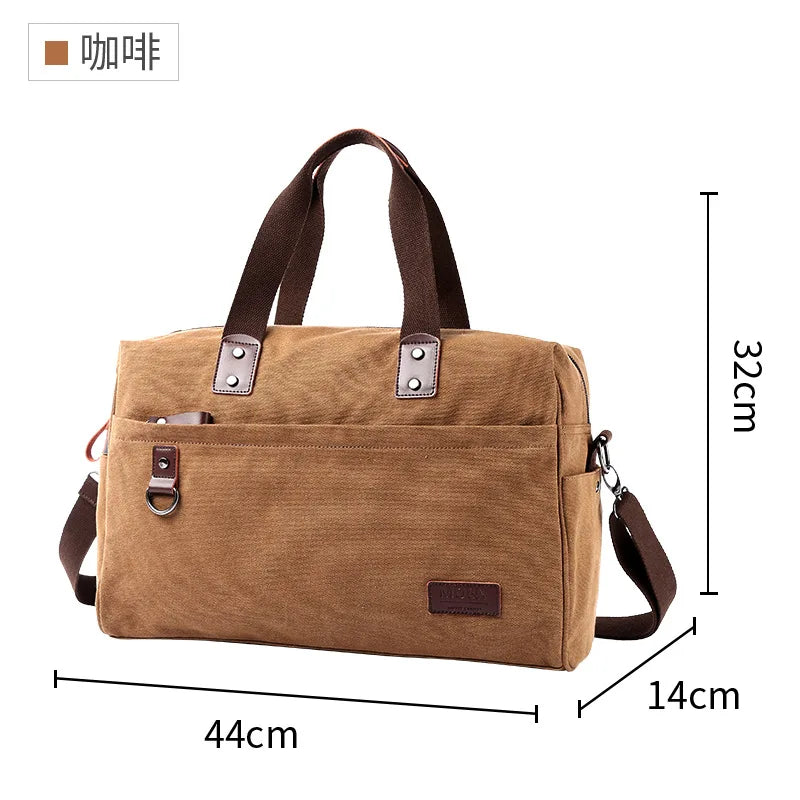 Canvas Men bag Large Capacity Shoulder Bag Outdoor  Travel Handle Handbags Men Vintage Fitness Bags Laptop Business Tote Bags