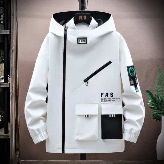 New Spring Autumn Men's Casual Hooded Jackets Hip Hop Streetwear Loose Coats Youth Sport Windbreaker Large Size 4XL Top Clothing