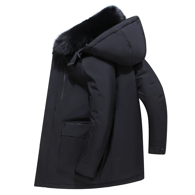 Winter New Arrived Men Thickened Down Jacket -30 Winter Warm Down Coat Jacket Men Fashion Long White Duck Hooded Down Parkas