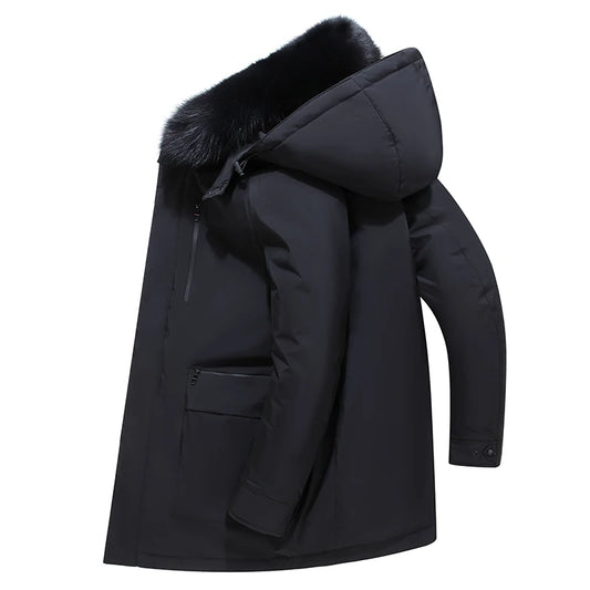 Winter New Arrived Men Thickened Down Jacket -30 Winter Warm Down Coat Jacket Men Fashion Long White Duck Hooded Down Parkas