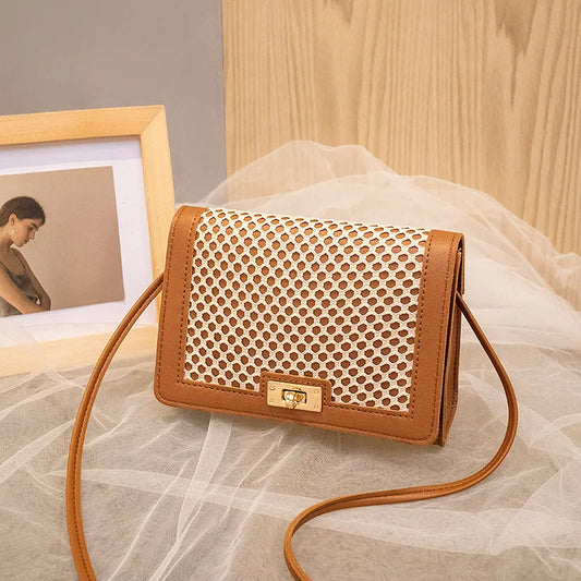 New Women's Messenger Bags Fashion All-match Small Square Bag Trend Mesh Bag Hit Color One-shoulder Mobile Phone Bag