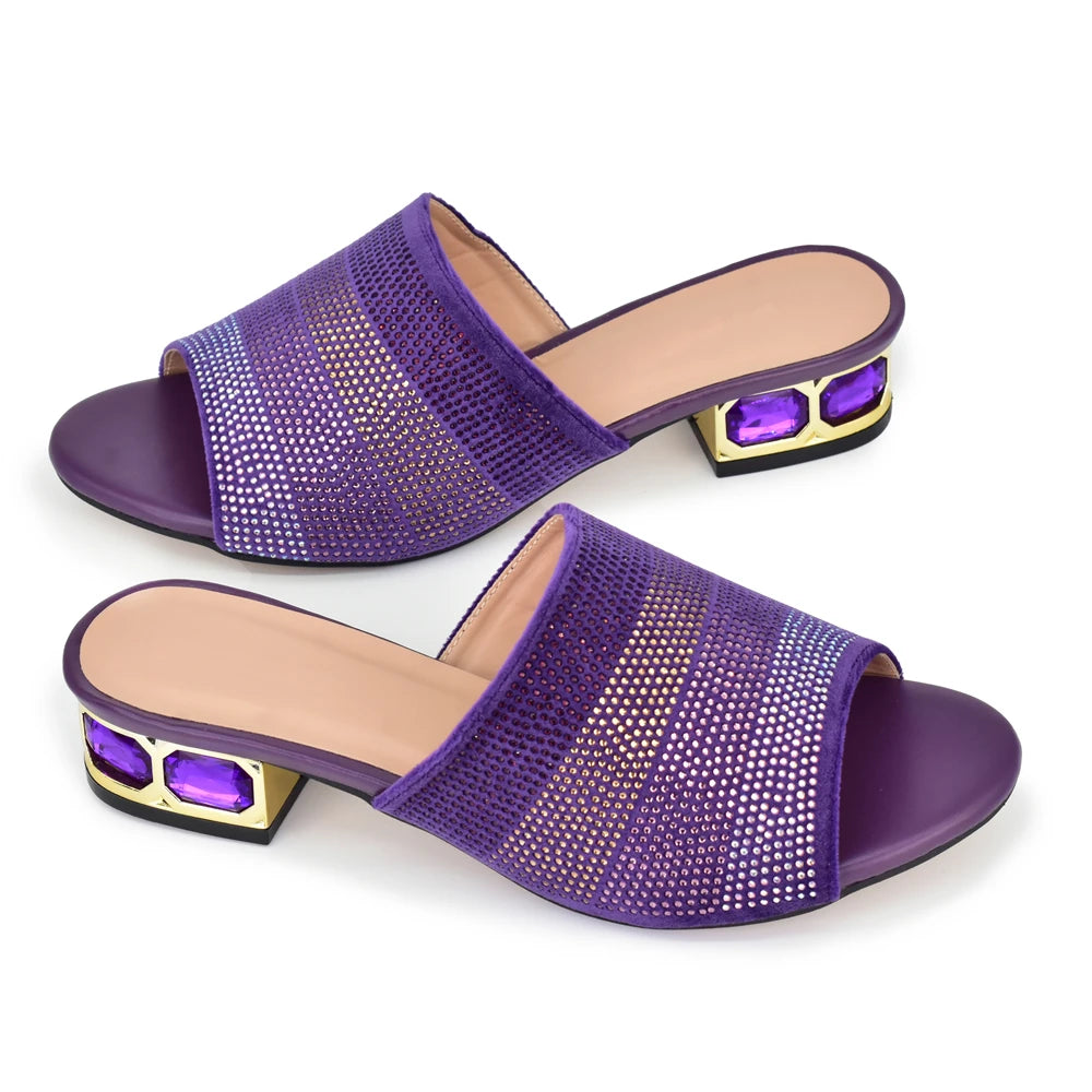 Italian Fashion Woman Shoes Decorated with Rhinestone Wedding Shoes Bride Party Shoes and Slippers Low Heels Pumps Women Shoes