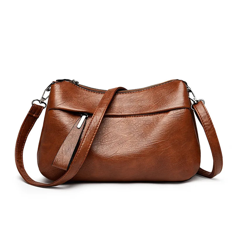New Women's Shoulder Purse Bag Fashion Atmosphere Crossbody Messenger Bag Women's Large-capacity Mother Handbag Soft Leather Bag