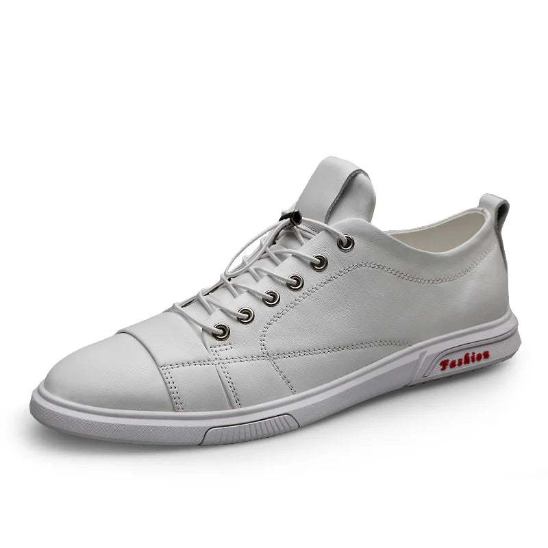 Luxury Genuine Leather Men Casual Shoes Classic Male Lace-Up Outdoor Flats Fashion Korean Style Simple Footwear New Men Sneakers