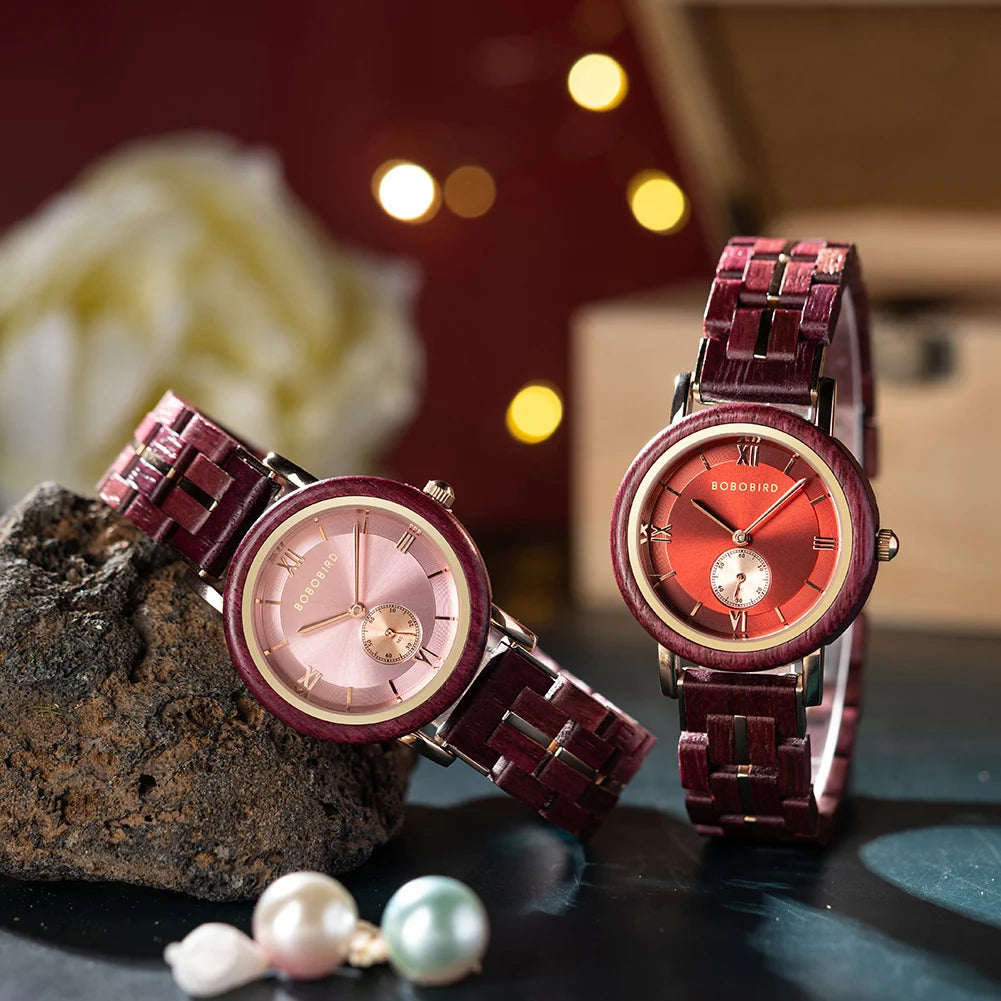 BOBO BIRD Women Watch Casual Fashion Quartz Watch Japanese Movement Round Dial Wooden Ladies Wristwatches Dress Clock Custom