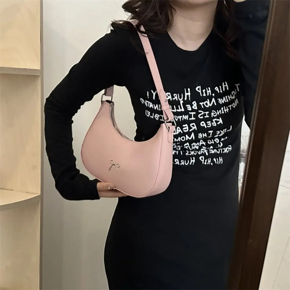 Trendy New Design Bowknot Armpit Bag Solid Color Korean Bowknot Underarm Bag Luxury PU Leather Y2K Handbag Girls
