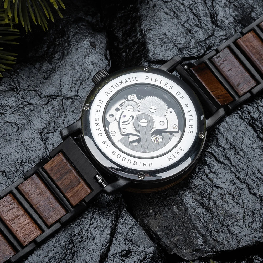 Mechanical Watch BOBO BIRD 2022 Classic Fashion Men's Automatic Wristwatch Tabby Wood Watches Customized Gift Box reloj hombre
