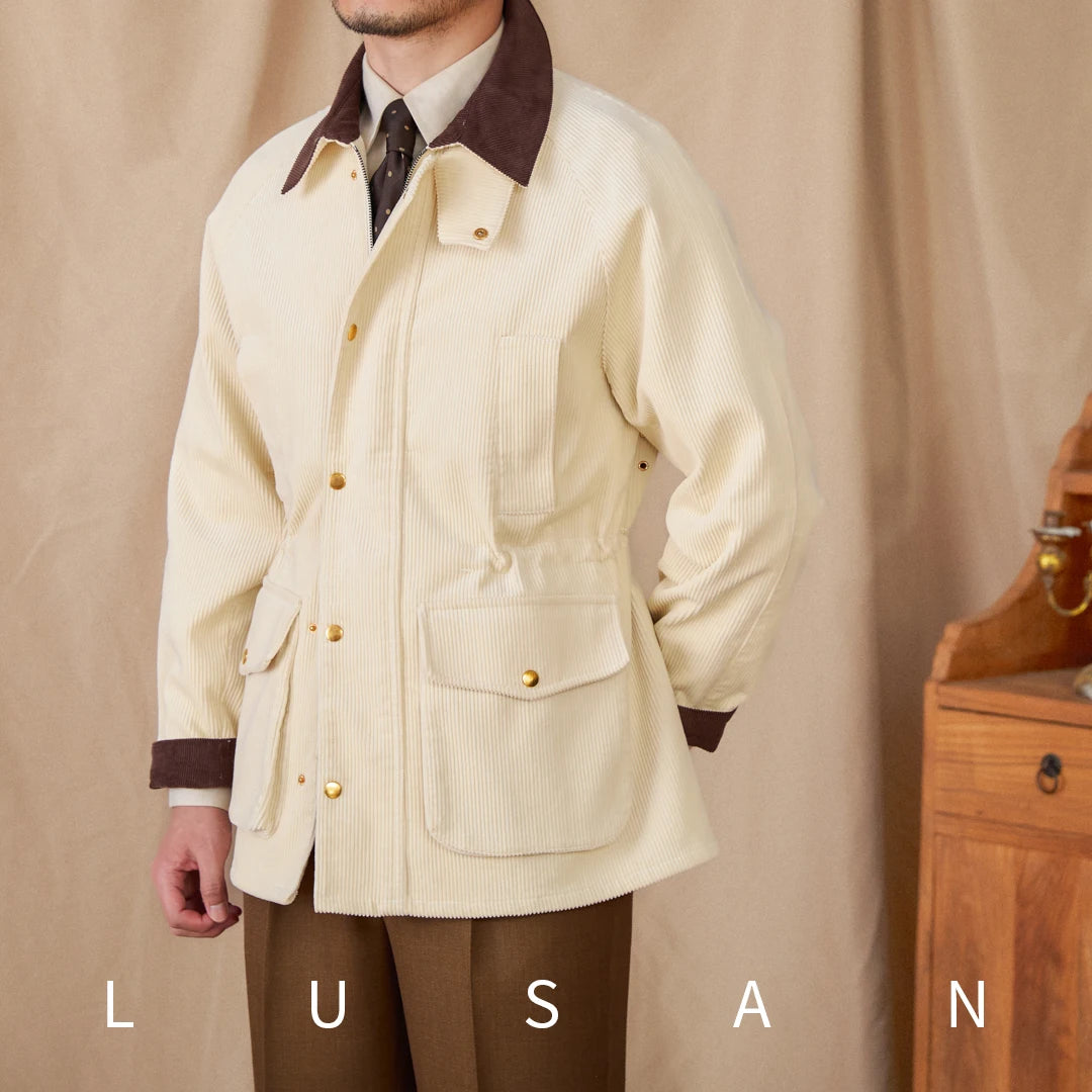 Autumn and Winter Warm Cotton Corduroy Jacket British Light Mature Slim-fit Hunting All-match Retro Jacket for Men
