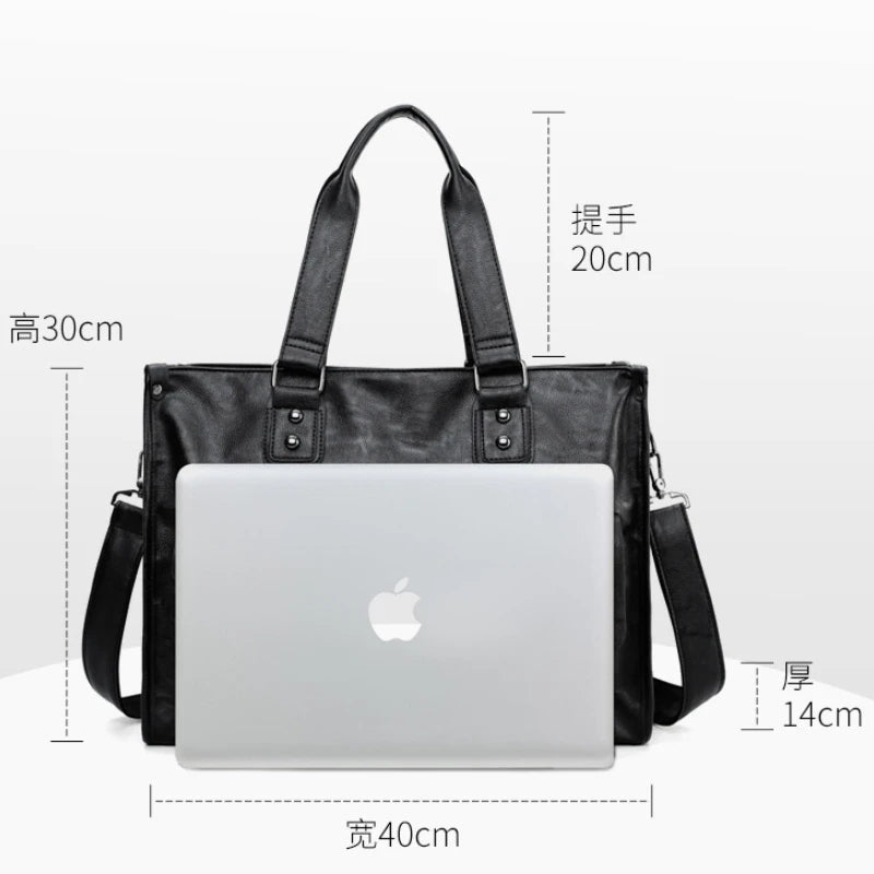New Fashion Multifunction Briefcase PU Leather Men's Crossbody Messenger Bag Business Men Big Bag Zipper Shoulder Handbags