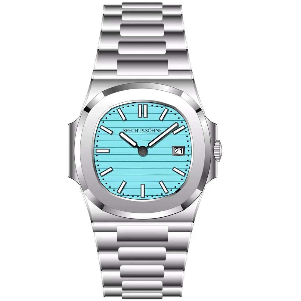 Specht & Söhne New Fashion Ultrathin Mens Watch 39MM Quartz Wristwatch Stainless Steel Waterproof Calendar 5711 Watches For Men