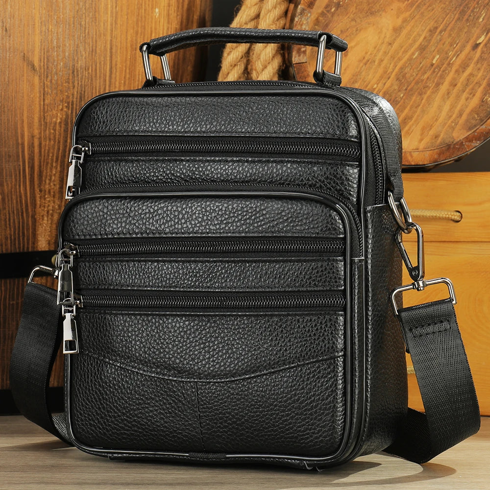 Black 100% Genuine Leather Men's Shoulder Bags Messenger Bag for Men Crossbody Bags new Small Man Designer Handbag Bolso Male