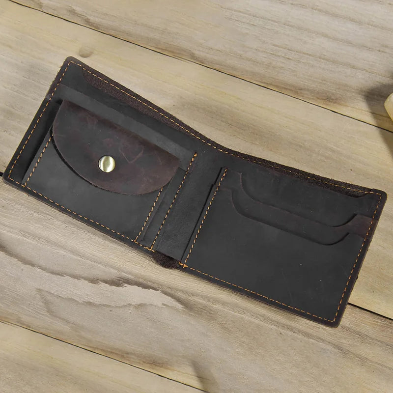 Newsbirds Simple Design Leather Short Wallet For Men Male Real Cowskin Short Card Purse Mini Men's Slim Purse Men Wallet Thin
