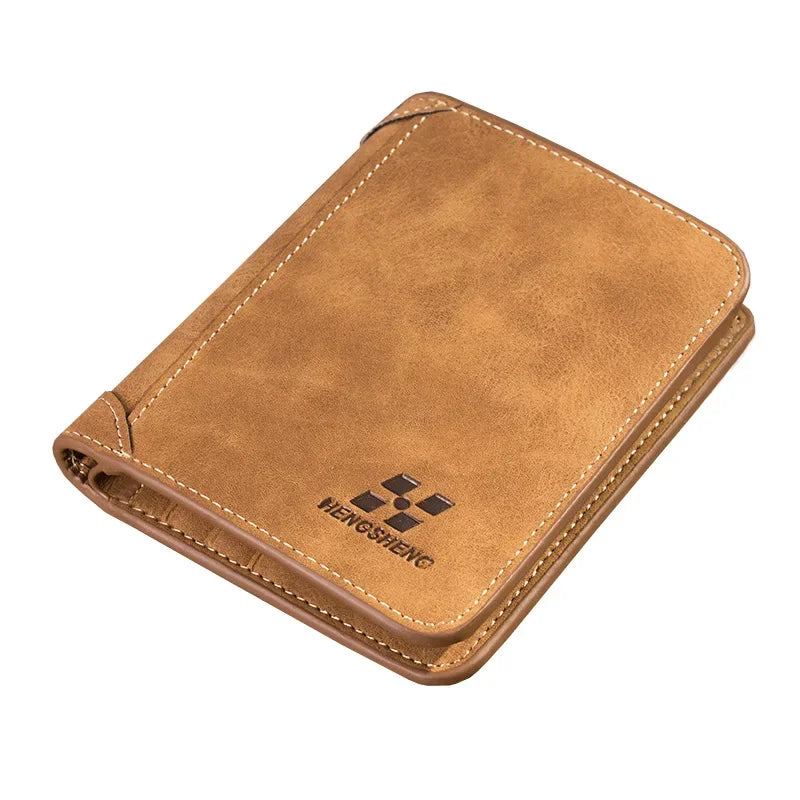 Hengsheng Men's Three-fold Wallet Multi-card Slot European American Short Fashion Nubuck Leather Retro Multi Slot Large Capacity