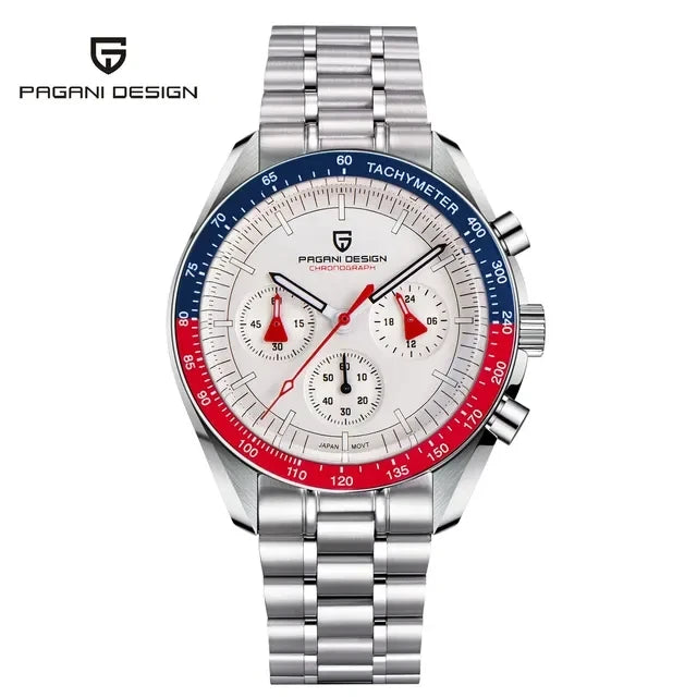 PAGANI DESIGN 2024 Date Speed Chronograph AR Sapphire Luxury Quartz Men's watches 100M Waterproof Steel shell Luminous Watch+Box