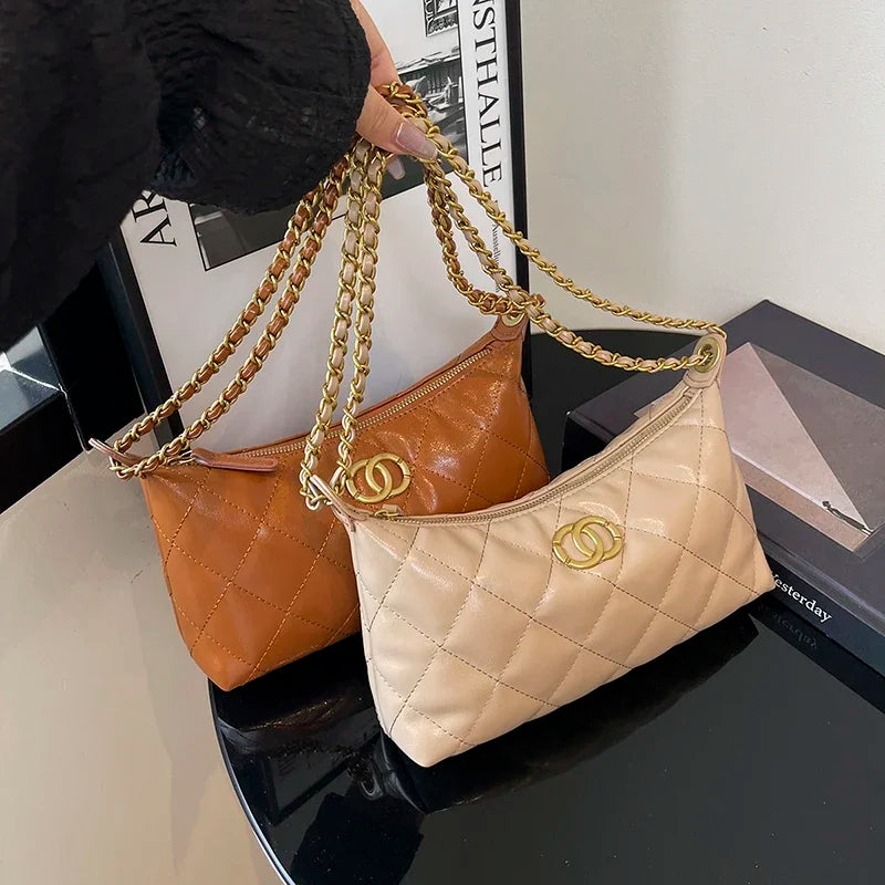 Women's Leather Handbag With Long Shoulder Strap By Famous Designer Luxury Brand For Elegant Outings