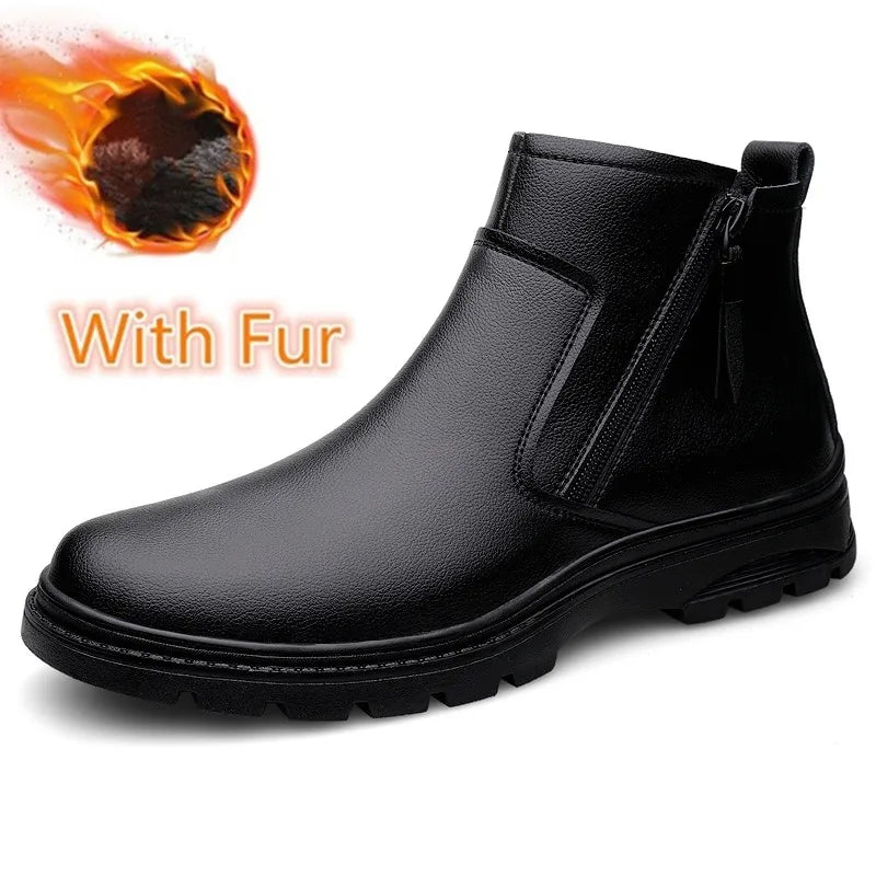 Genuine Leather Mens Shoes Side Zipper Basic Boots Chelsea Ankle Botas Trendy Wedding Comfy Dress Shoes Suit White Men's Boots