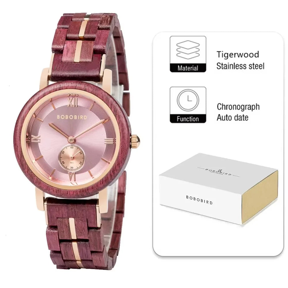 BOBO BIRD Women Watch Casual Fashion Quartz Watch Japanese Movement Round Dial Wooden Ladies Wristwatches Dress Clock Custom