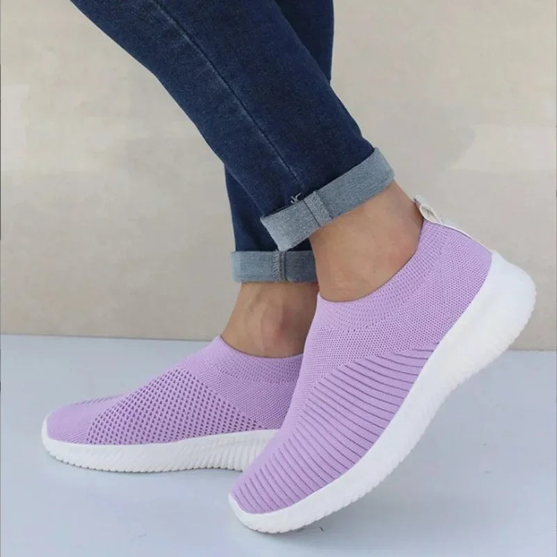 Women Seakers Plus Size 43 Breathable Mesh Platform Sneakers Women Slip on Soft Ladies Casual Shoes Woman Knit Sock Flats