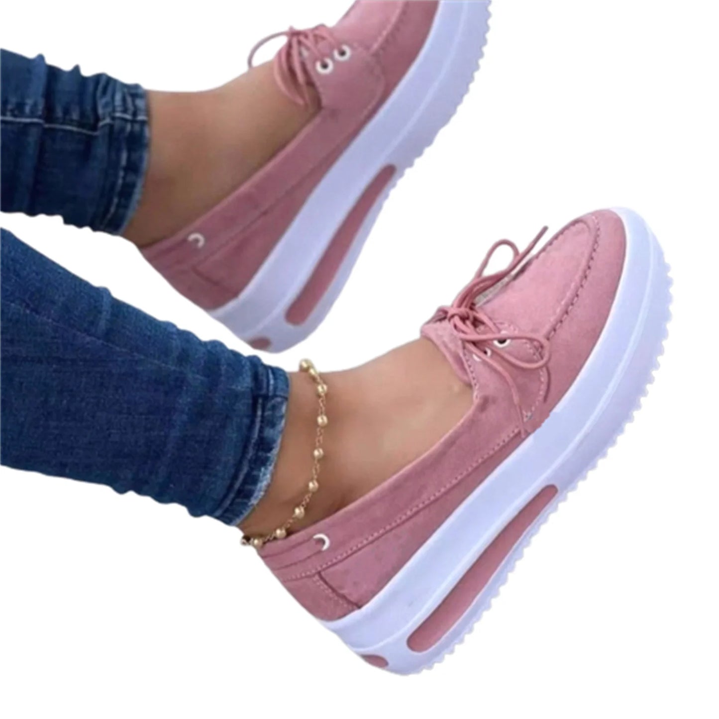 Woman Wedge Platform Sneakers Tie-Up Slip-on Flat Shoes for Daily Casual Canvas Low Top for Girls Thick Sole Breathable Casual