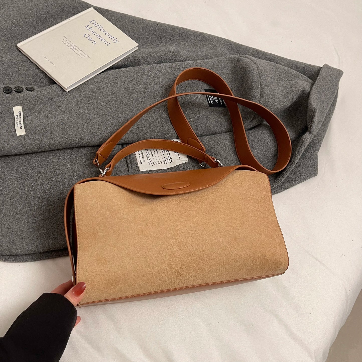 Womens Leather Handbag Designer Fashion Autumn Winter Big Boston Tote Soft Matte Suede Bag Lady Versatile Shoulder Crossbody Bag