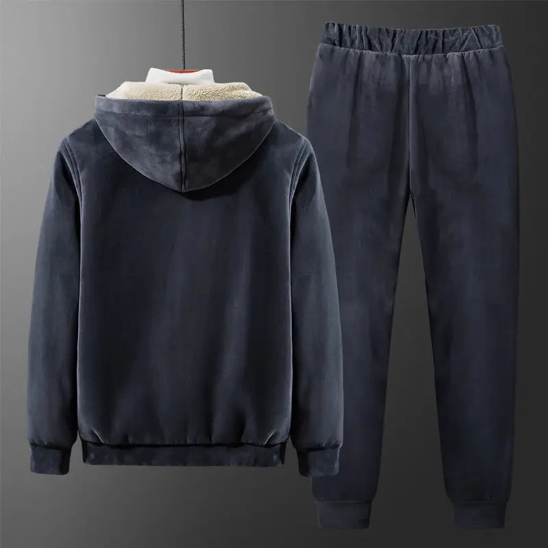 Hooded Sweat shirt+Pant 2-piece Sets Men Set Sports Suit Fleece Thickened Sportswear Casual Men Tracksuit Winter male Tracksuit