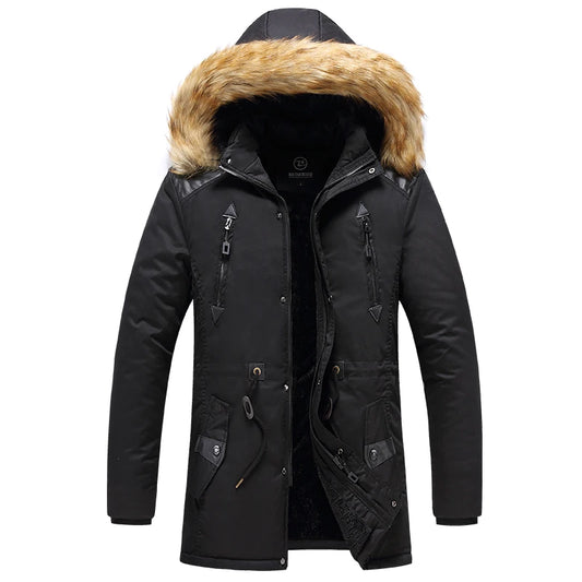 Windproof Hooded Thicken Multi-pocket Down Coat Male Keep Warm -30 Degree Parkas Men long jackets men Fur Collar Winter Jacket